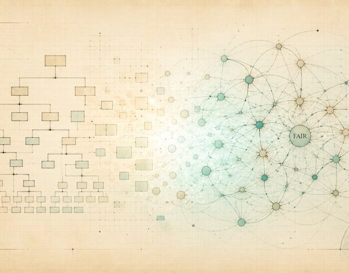 Cyber risk quantification: struttura ad albero FAIR e grafo bayesiano a confronto, illustrazione blueprint