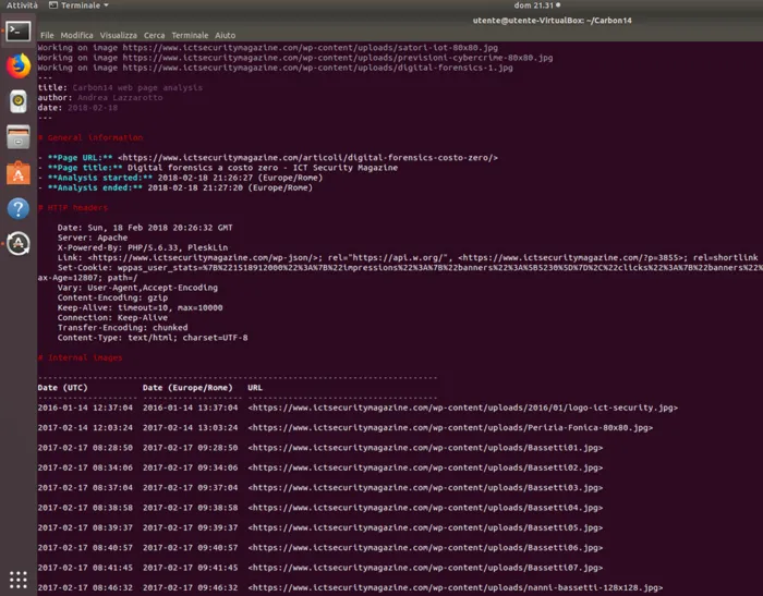 Analisi degli header HTTP e delle risorse statiche per la datazione precisa di pagine web tramite Carbon14, uno strumento OSINT avanzato.