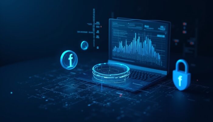 analisi dei dati, OSINT e digital forensics con grafici e simboli tecnologici