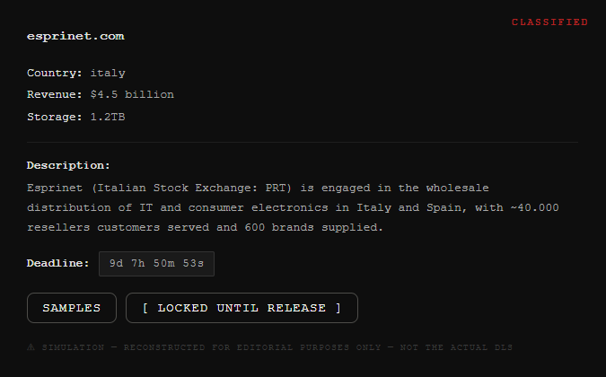 Esprinet nel mirino di ALP-001: ransomware contro il colosso italiano della distribuzione IT