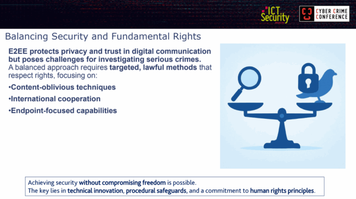 Balancing Security and Fundamental Rights - L'impatto della Crittografia End-to-End (E2EE) sulle Indagini Criminali Contemporanee. Cybercrime Conference, Luca Cadonici