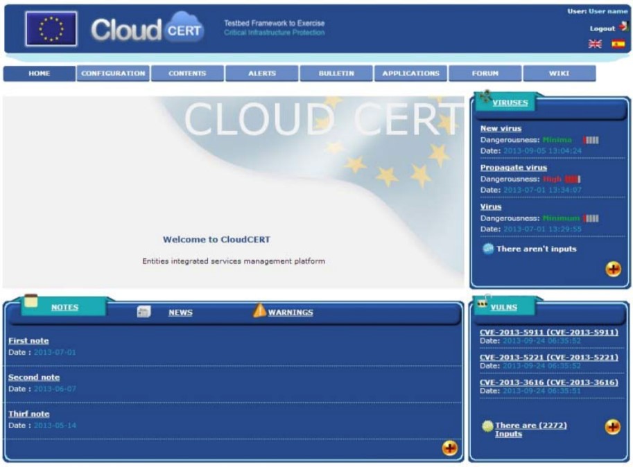 Screenshot della piattaforma CloudCERT che mostra l'interfaccia per la condivisione sicura di informazioni tra i CERT europei.