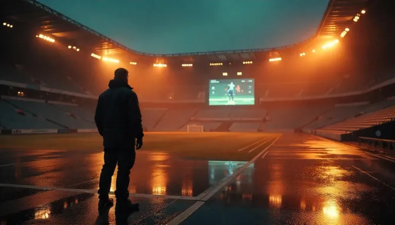 Tifosi che utilizzano Wi-Fi pubblico allo stadio con overlay grafico che mostra minacce cybersecurity e tecniche di protezione dati