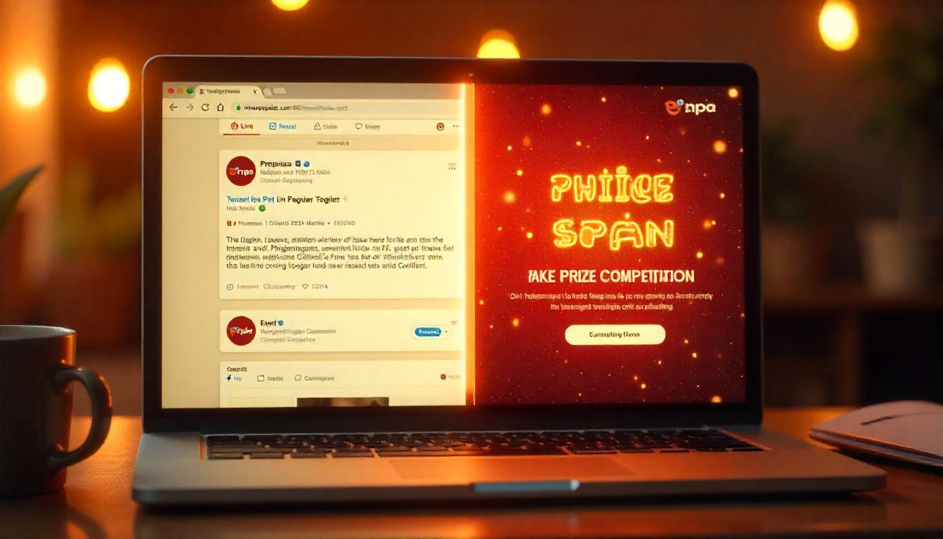 Esempio di falso concorso su Instagram usato per attacchi di phishing tramite social media.