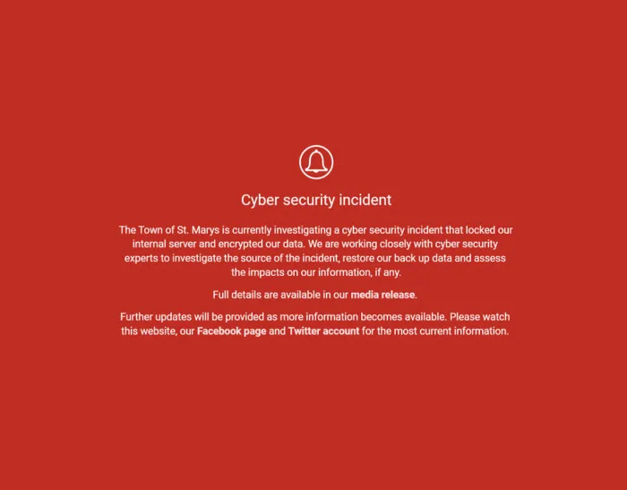 St Mary, cittadina dell'Ontario colpita da attacco ransomware LockBit. Server bloccati e dati criptati, richiesta di riscatto dal gruppo di hacker LockBit. Analisi della violazione della sicurezza e impatti sull'infrastruttura cittadina, con servizi critici non compromessi.