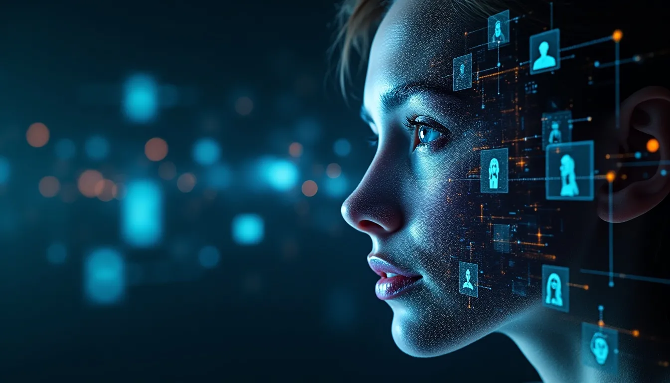 motore di ricerca per il riconoscimento facciale che scansiona e identifica volti, rappresentando la tecnologia PimEyes e le questioni di privacy e sorveglianza online