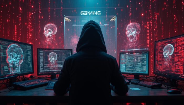 attacco di prompt injection: un flusso di codice malevolo in rosso che penetra e altera le istruzioni di un modello di intelligenza artificiale