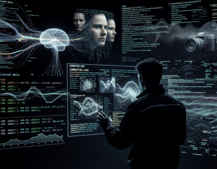 tecniche anti-forensics: AI e manipolazione di prove digitali, tra data poisoning, deepfake e log alterati.