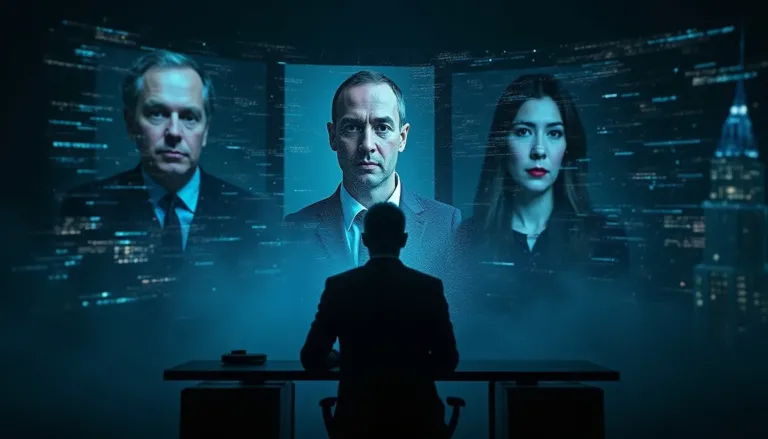 Illustrazione drammatica di una videoconferenza aziendale in cui i partecipanti, in realtà deepfake, mostrano volti che si deformano e glitch digitali, simbolo di una truffa deepfake multimilionaria connessa a Hong Kong.
